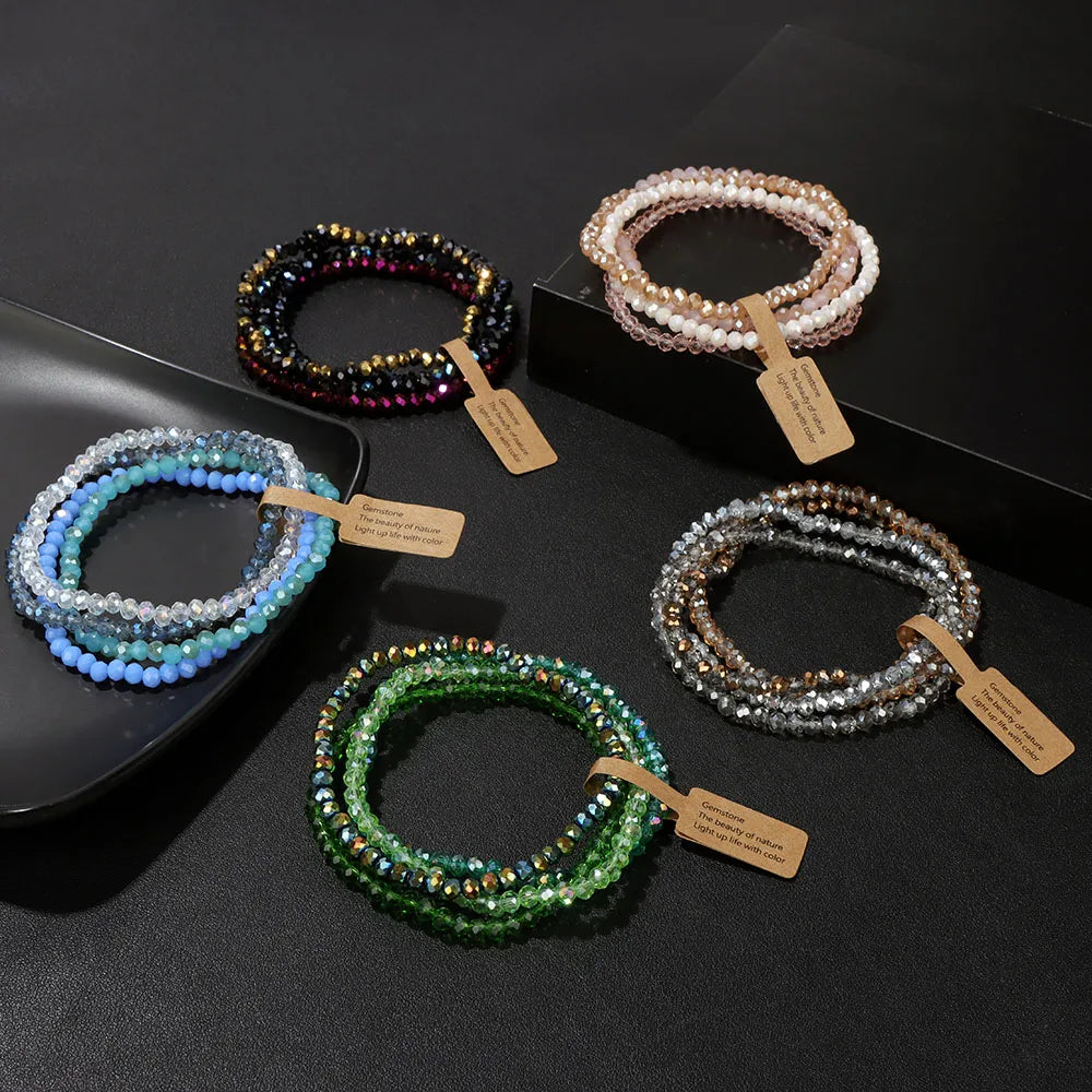 Boho Crystal Trio Bracelet Set