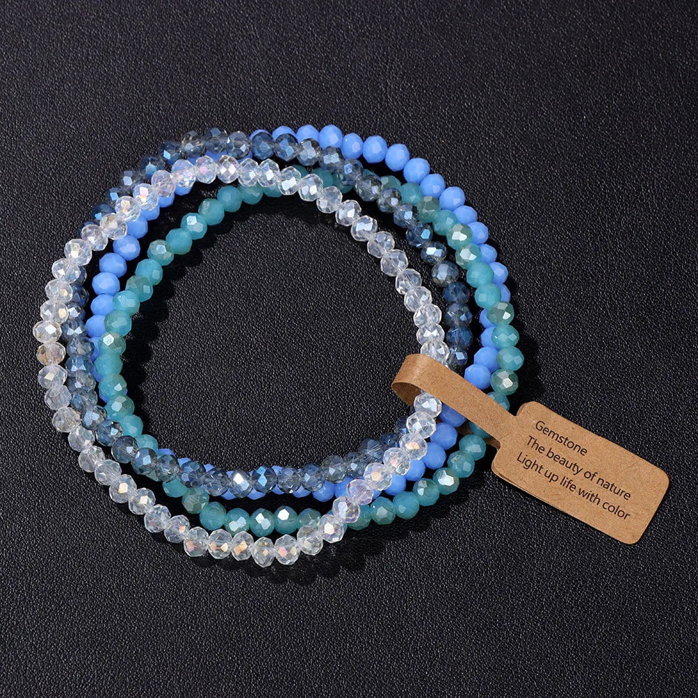 Boho Crystal Trio Bracelet Set